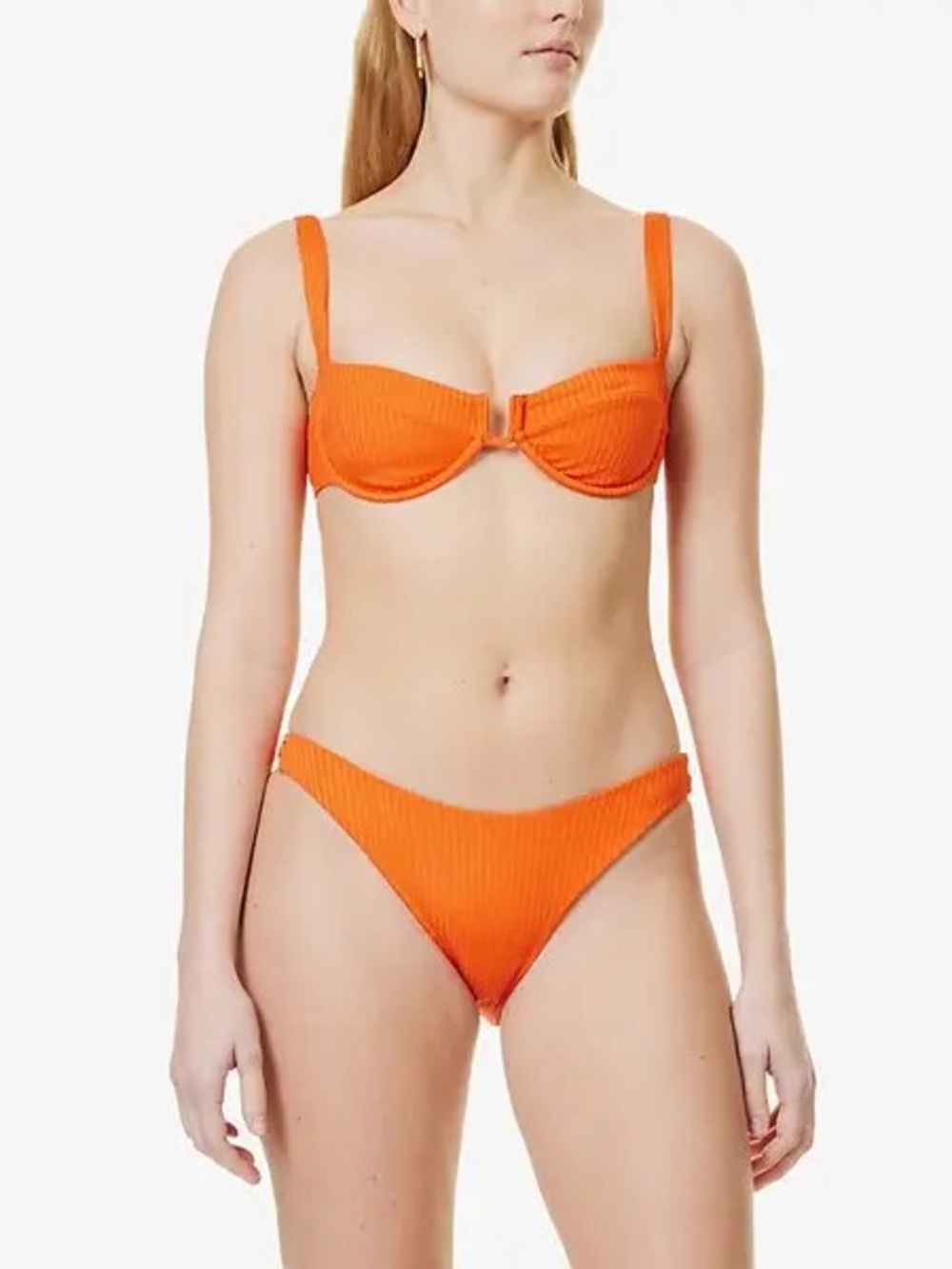 Monday Swimwear Ribbed Orange Bikini Bottom